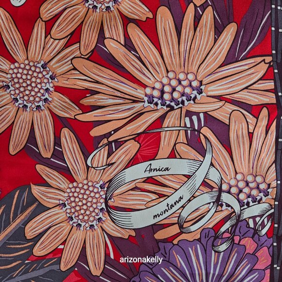 NWT Silk Twill Scarf Hand-Rolled Pineda Covalin Herbalist Flowers - Picture 6 of 16